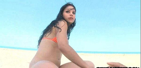  Tiny latina teen babe gets fucked on beach 21
